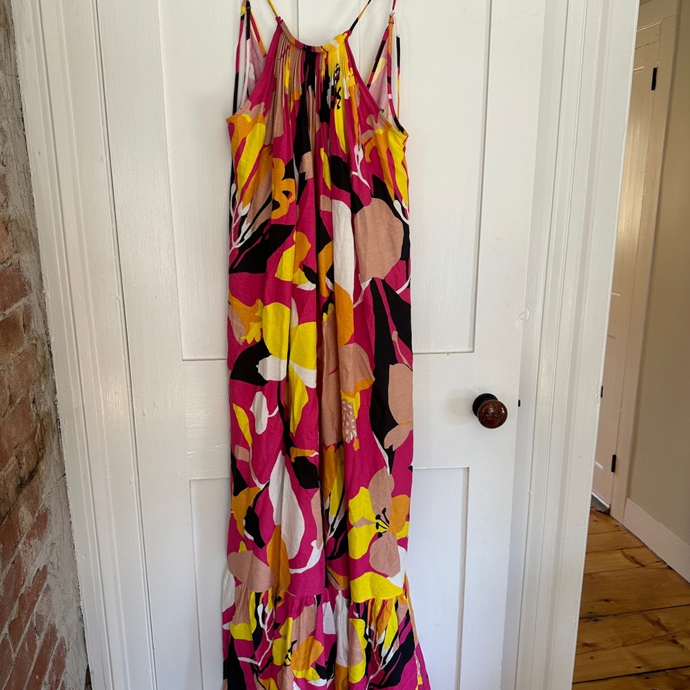 Bright Floral Maxi Dress with Spaghetti Straps